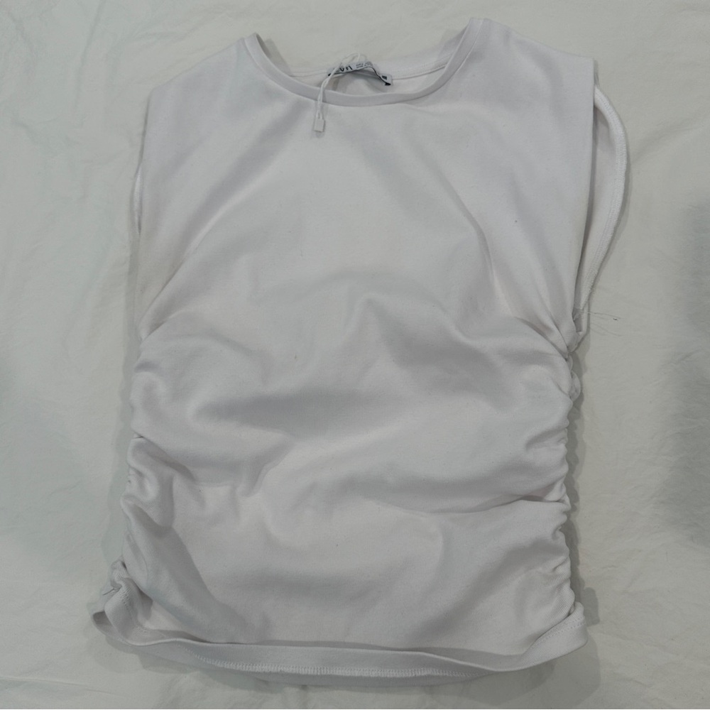 White Zara Sleeveless ruched side top size L